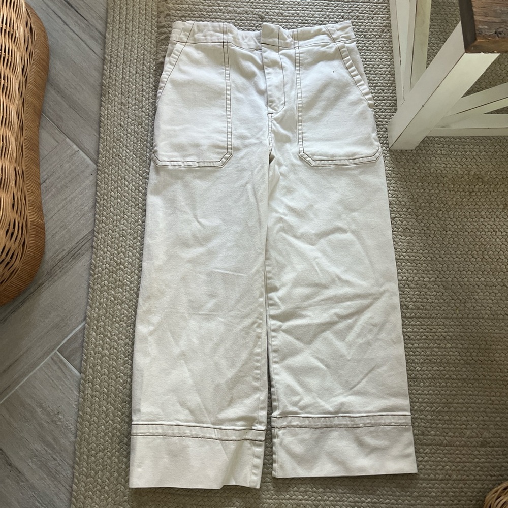 Anthropologie Cream Wide Leg Pants